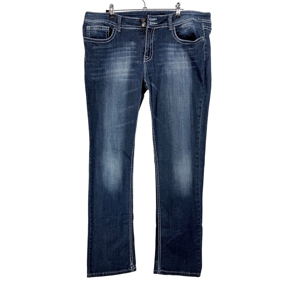 Vigold Skinny Jeans‎ Dark Wash Contrast Stitch Flap Pocket Blue Size 17
